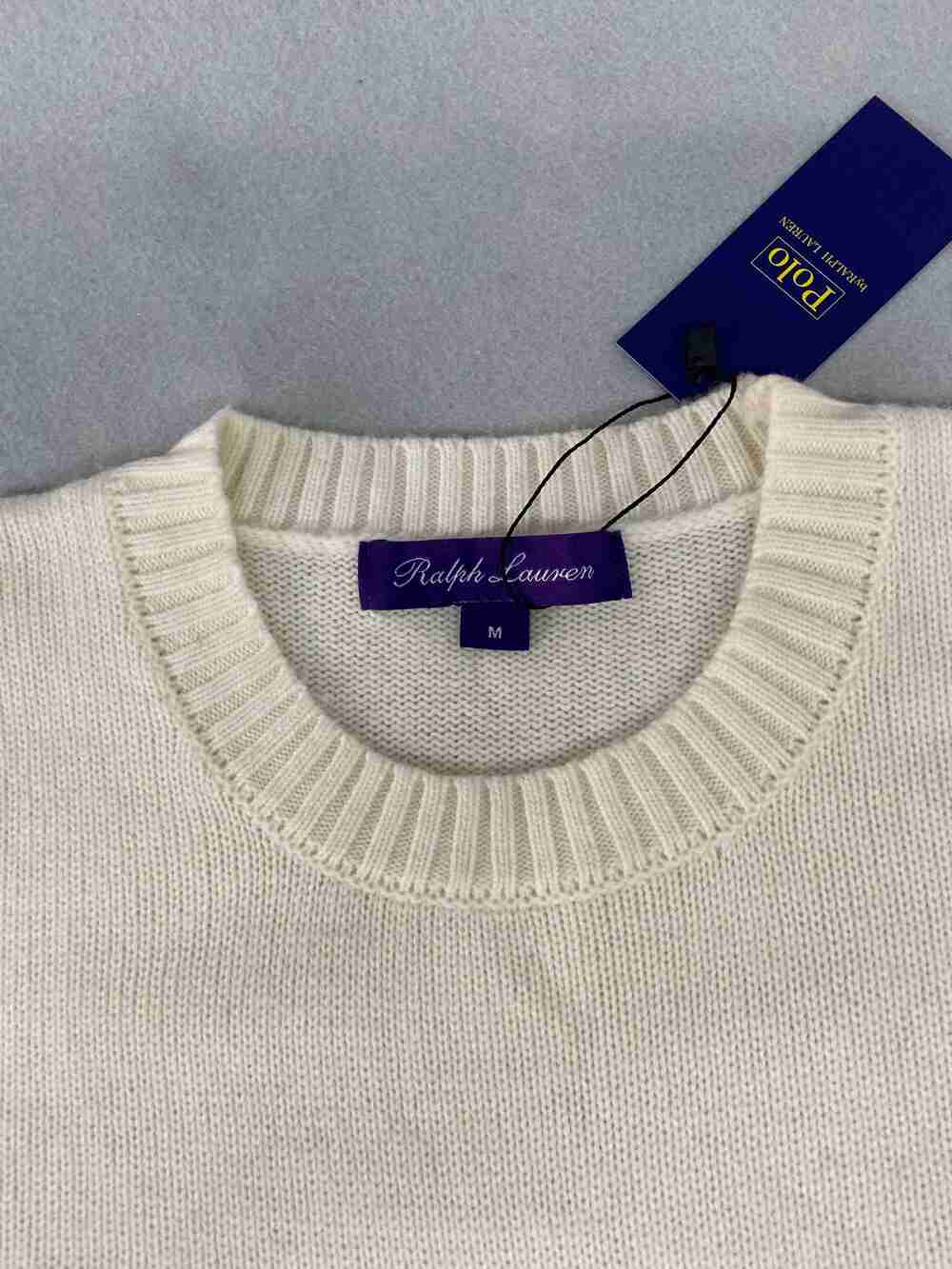 Polo Ralph Lauren Purple Label Cream Crewneck Sweater - Picture 2 of 6